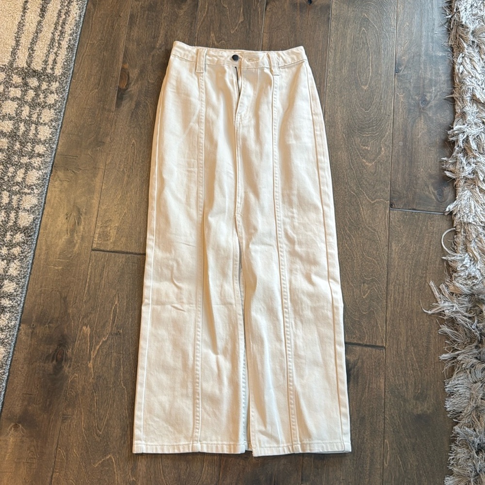 White denim maxi skirt
